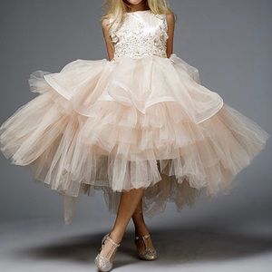 Champagne Organza Dress Formal Flower Girl Size: 10